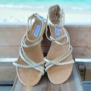 Steve Madden Kyleigh Gold Strappy Braided Flat Sandal